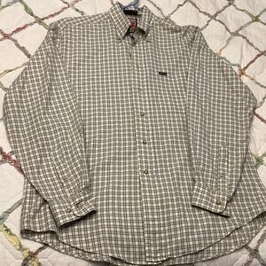 Vintage Faconnable cotton plaid long sleeve dress shirt